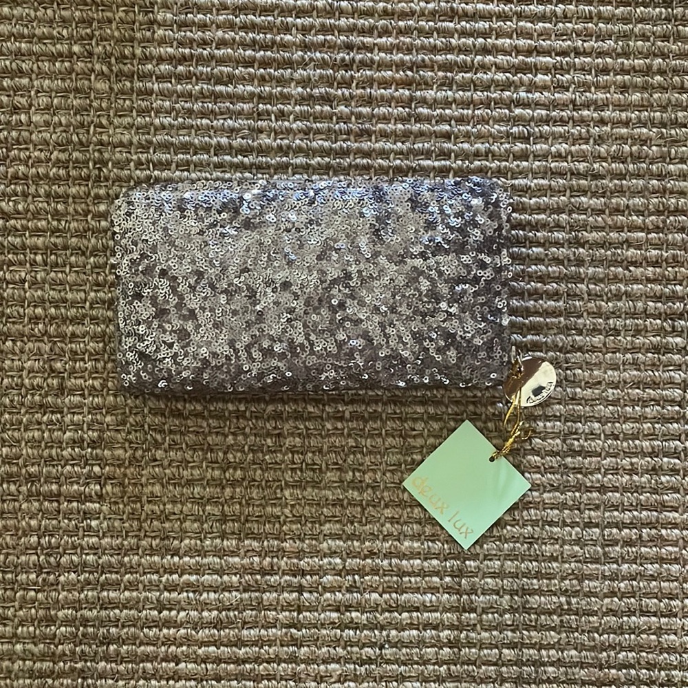 NWT Deux Lux Gold Sequin Clutch Purse